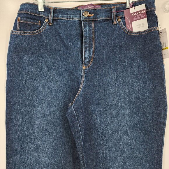 GLORIA VANDERBILT Amanda High Rise Mom Dark Wash Blue Jeans 14P NWT - Picture 3 of 10